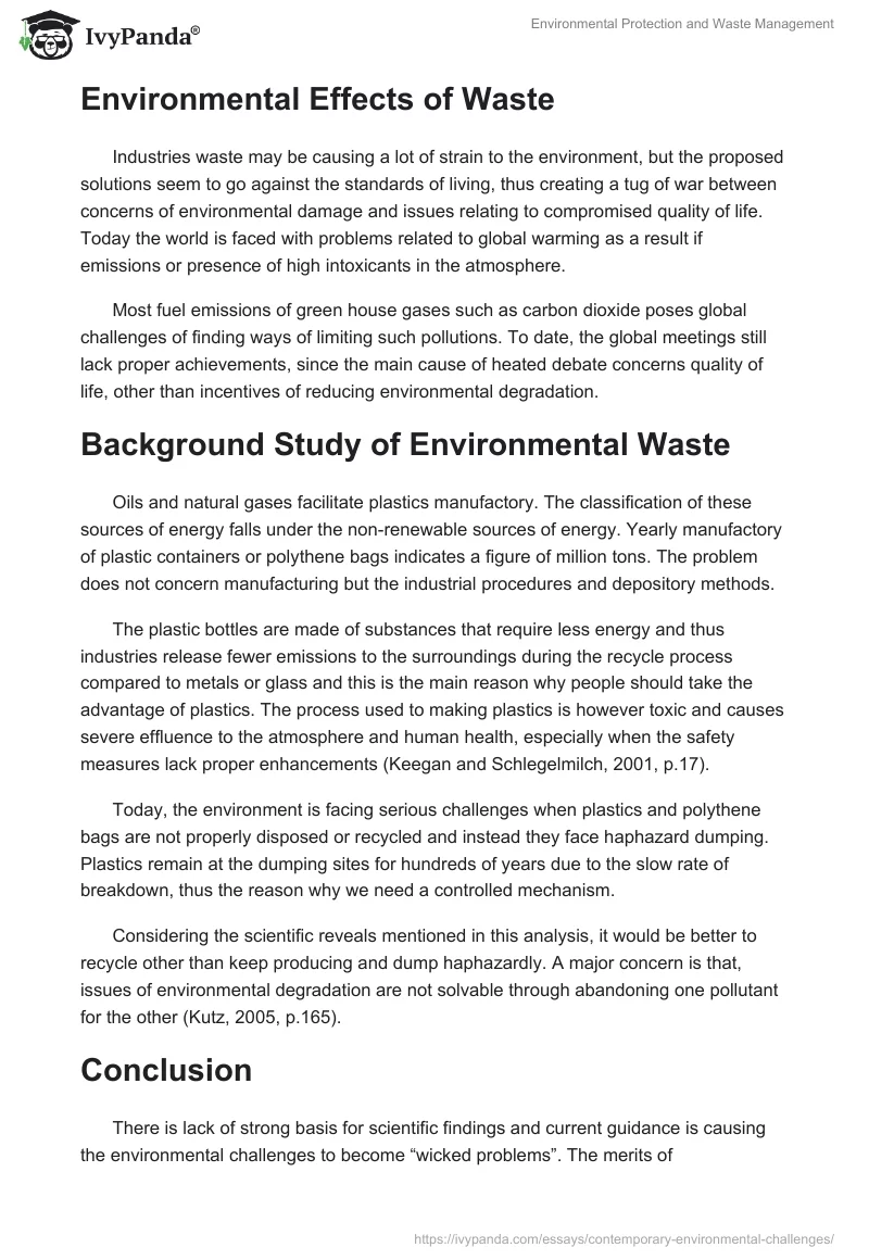 Environmental Protection and Waste Management. Page 5