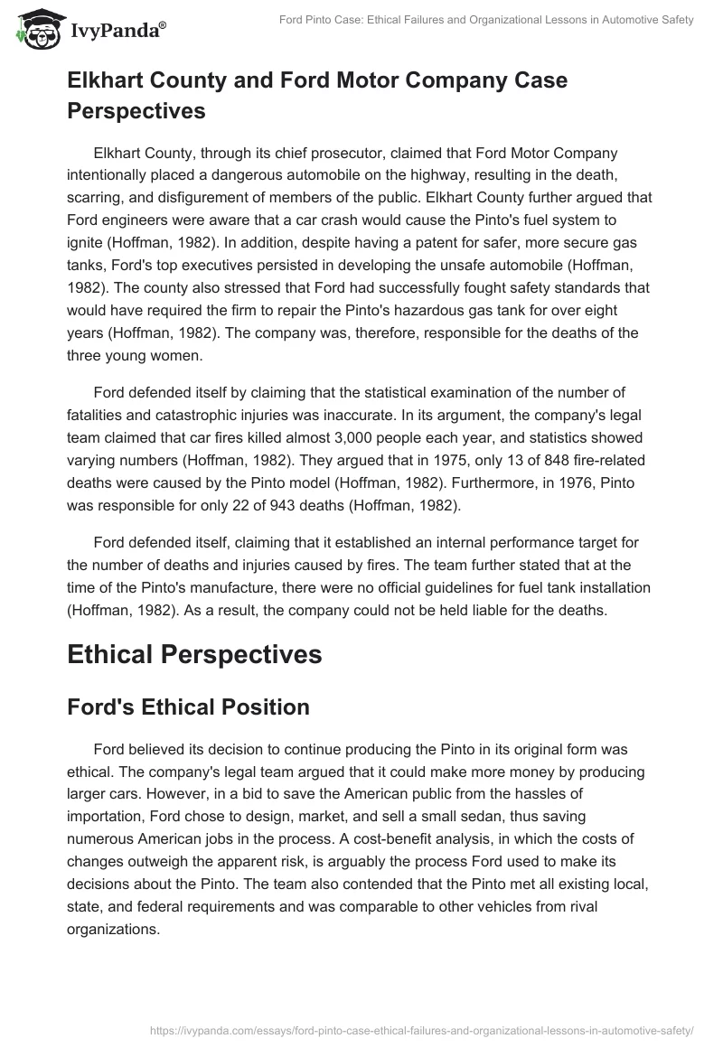 Ford Pinto Case: Ethical Failures and Organizational Lessons in Automotive Safety. Page 2