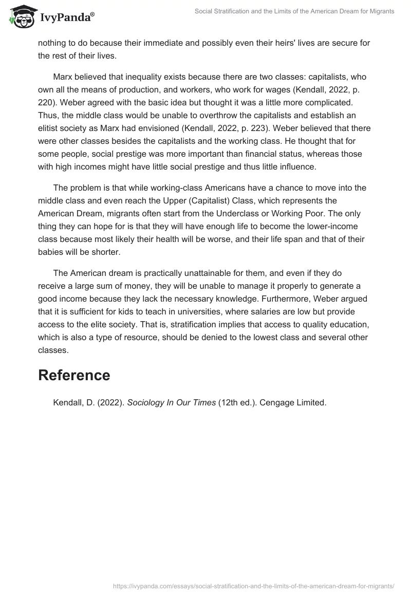Social Stratification and the Limits of the American Dream for Migrants. Page 2