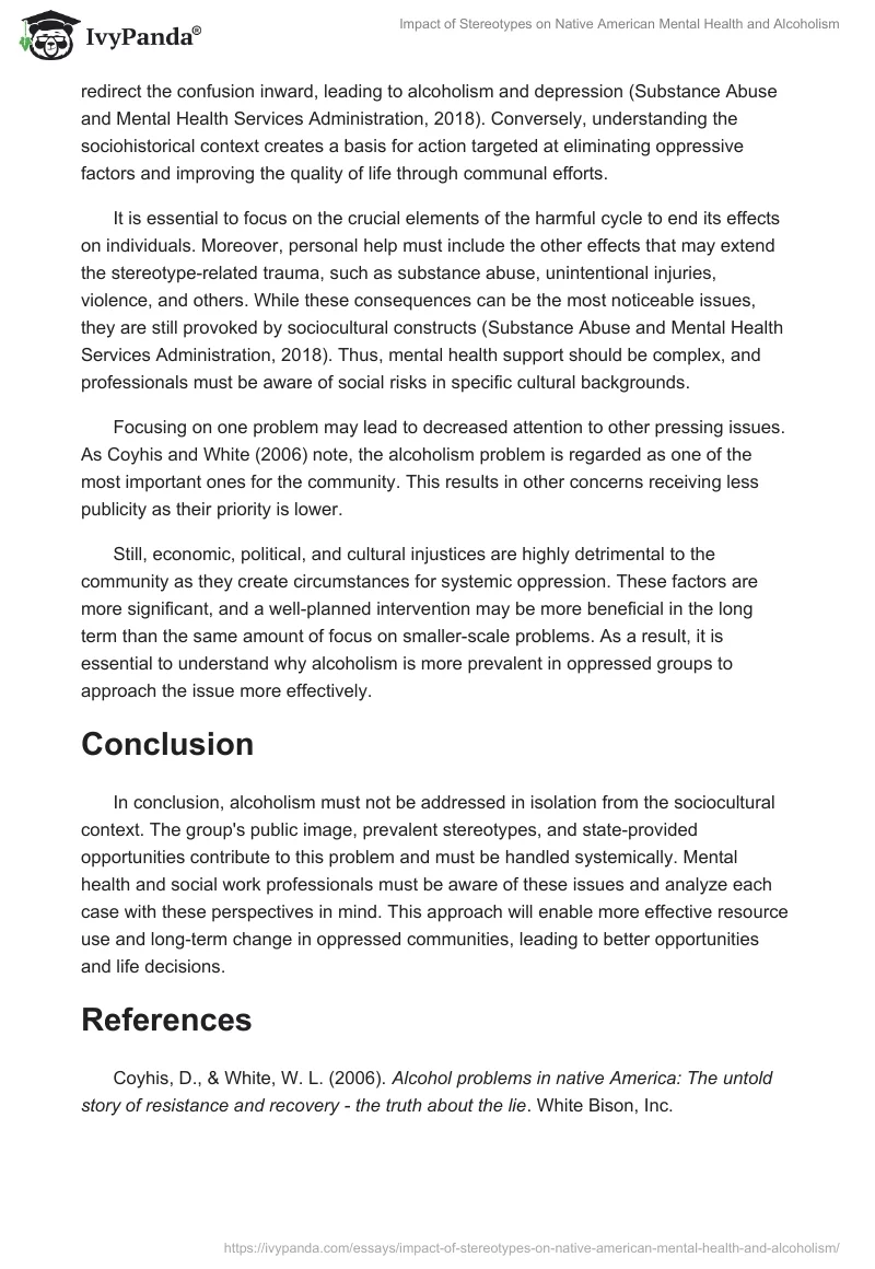 Impact of Stereotypes on Native American Mental Health and Alcoholism. Page 2