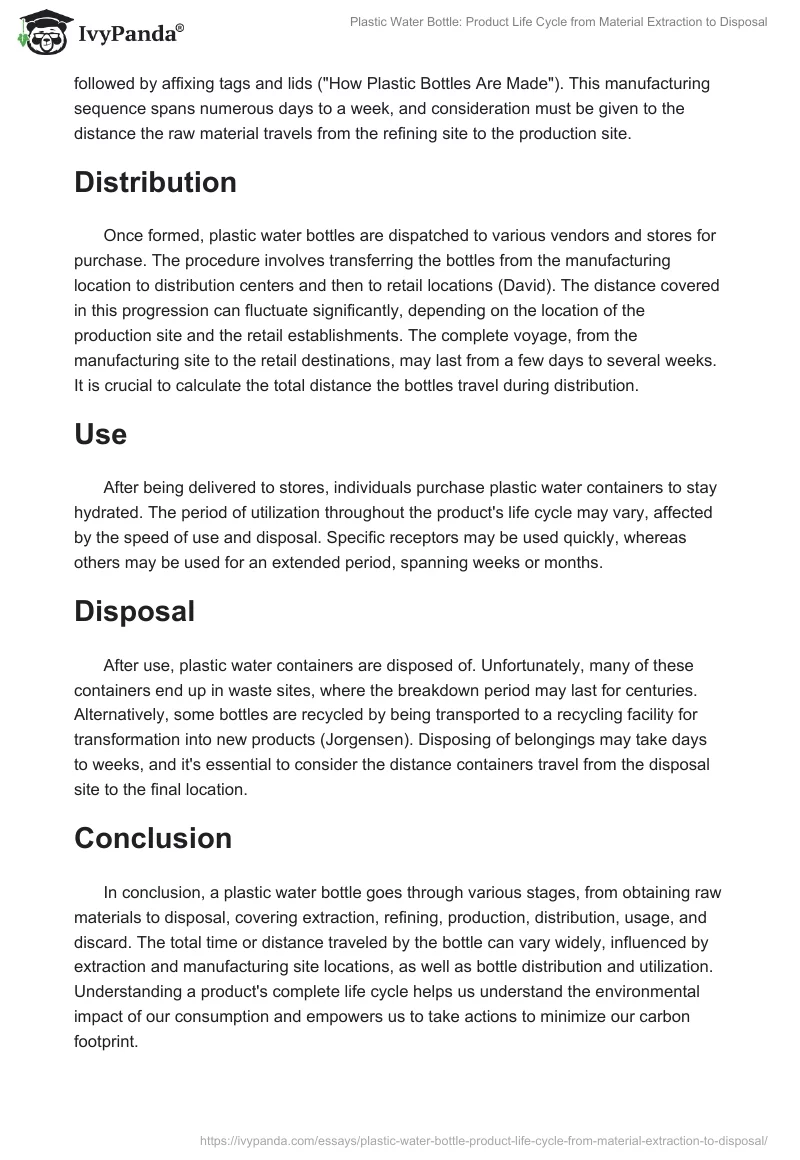 Plastic Water Bottle: Product Life Cycle from Material Extraction to Disposal. Page 2