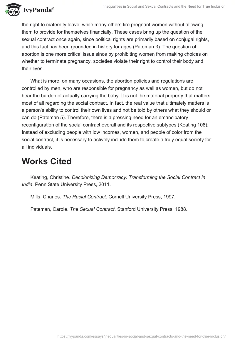 Inequalities in Social and Sexual Contracts and the Need for True Inclusion. Page 2