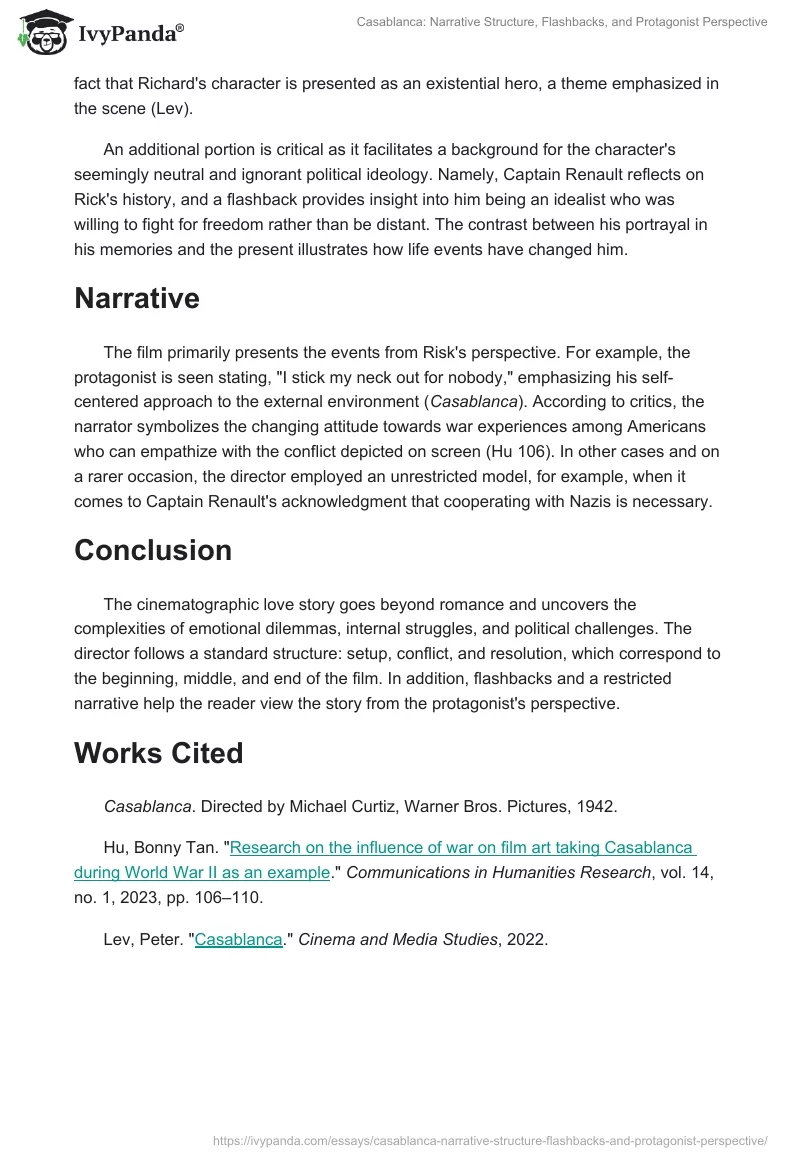 Casablanca: Narrative Structure, Flashbacks, and Protagonist Perspective. Page 2