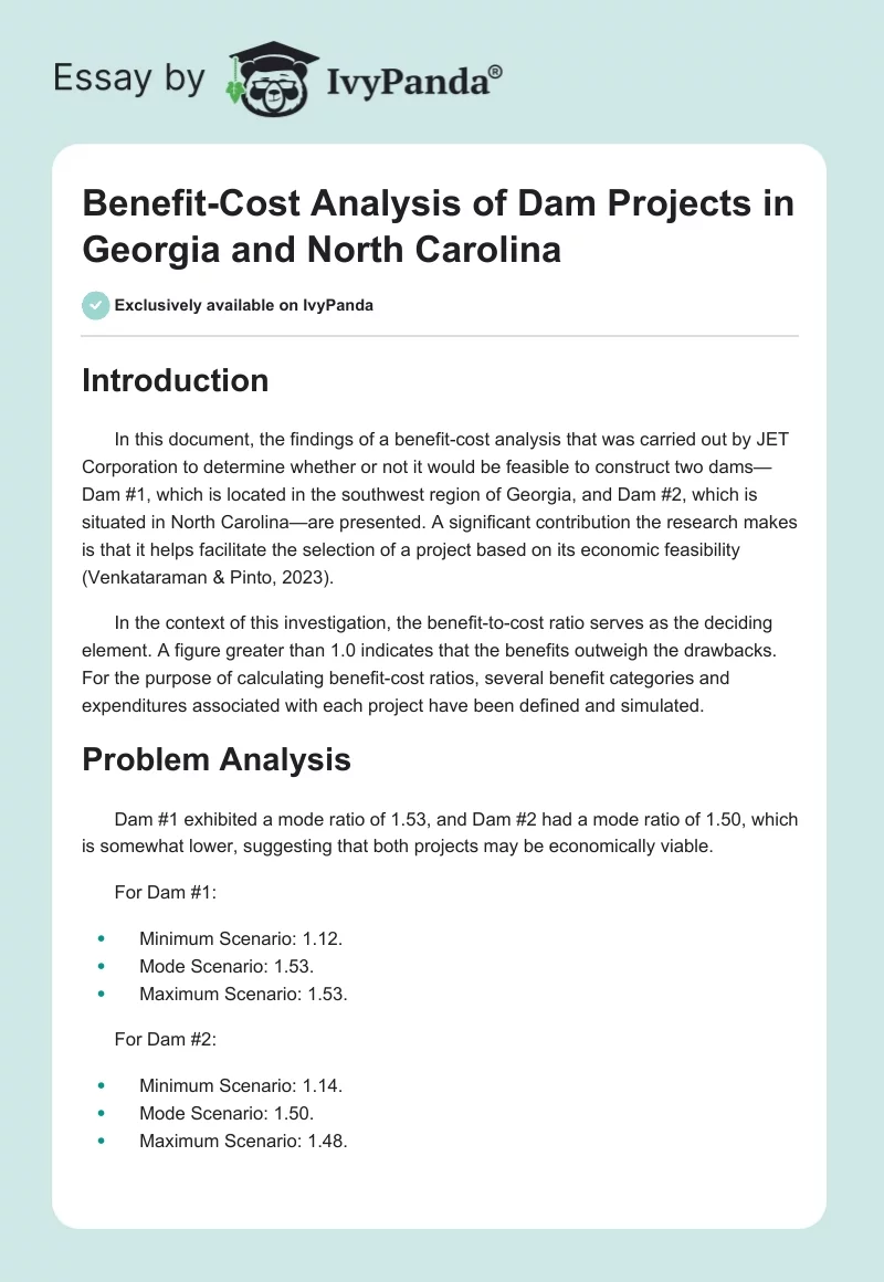 Benefit-Cost Analysis of Dam Projects in Georgia and North Carolina. Page 1