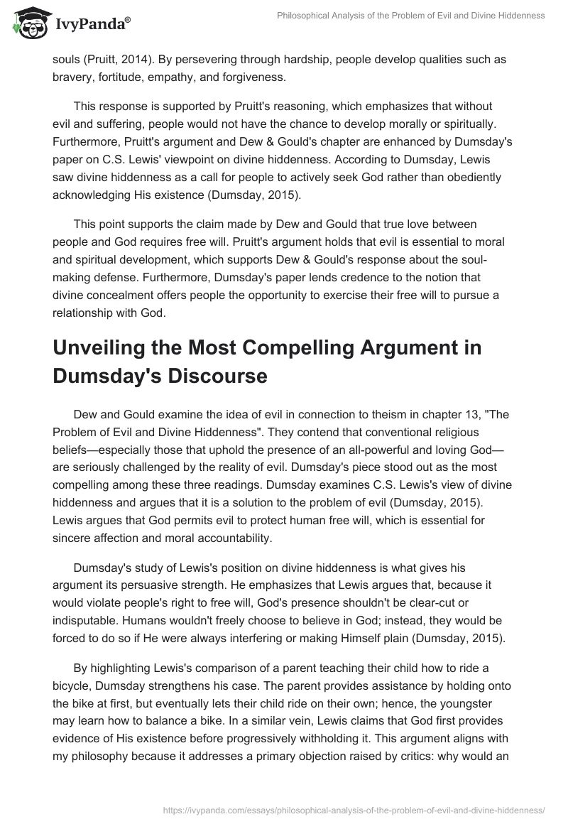 Philosophical Analysis of the Problem of Evil and Divine Hiddenness. Page 2