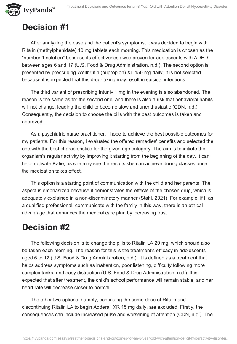Treatment Decisions and Outcomes for an 8-Year-Old with Attention Deficit Hyperactivity Disorder. Page 2