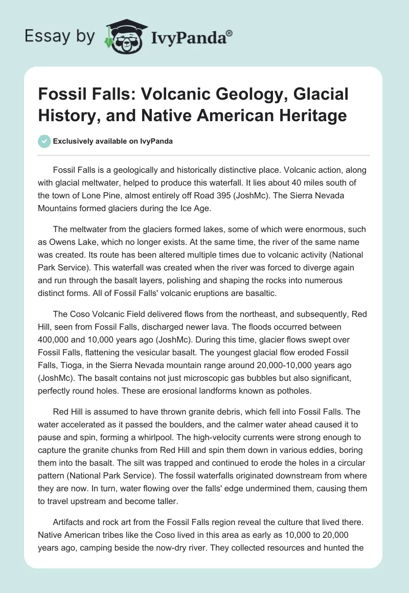 Fossil Falls: Volcanic Geology, Glacial History, and Native American Heritage. Page 1