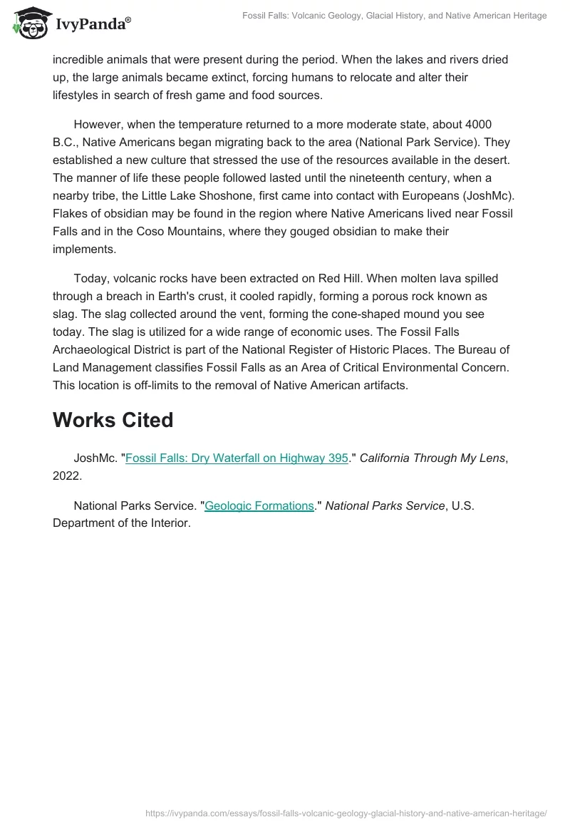 Fossil Falls: Volcanic Geology, Glacial History, and Native American Heritage. Page 2