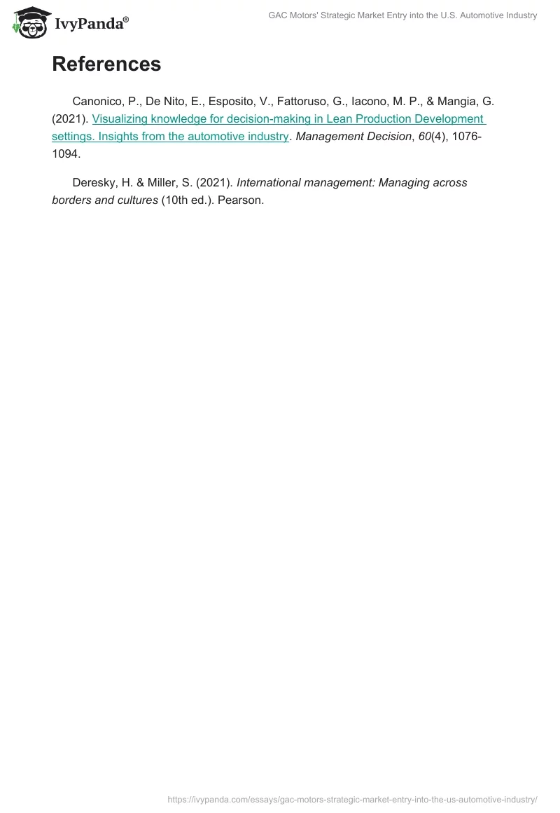 GAC Motors' Strategic Market Entry into the U.S. Automotive Industry. Page 2