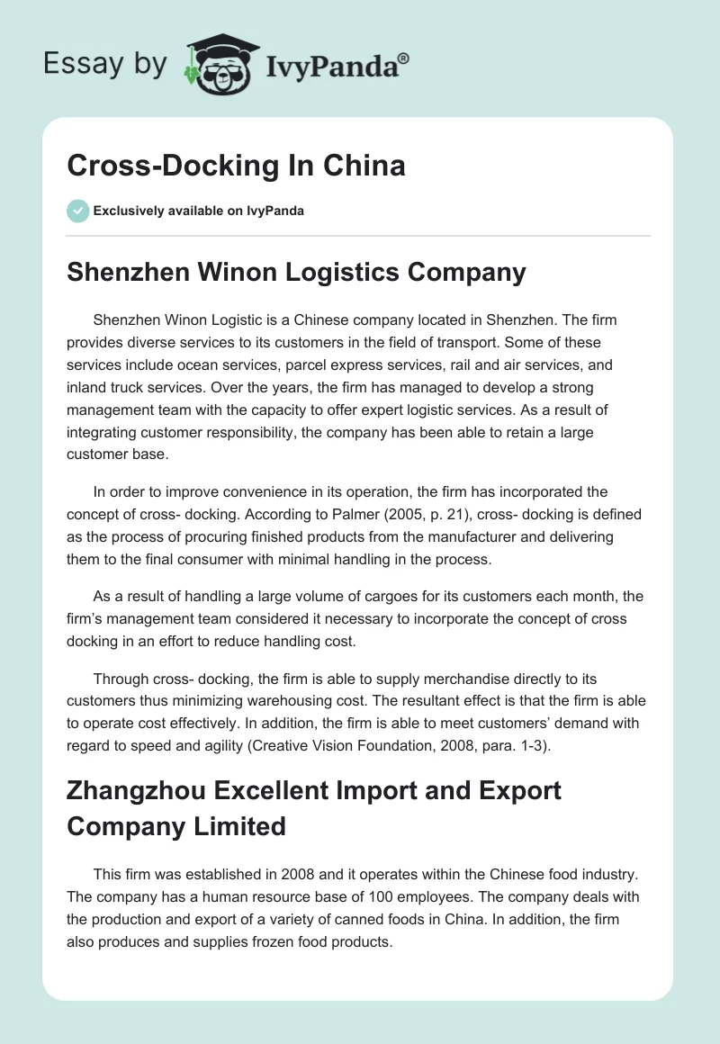 Cross-Docking In China. Page 1