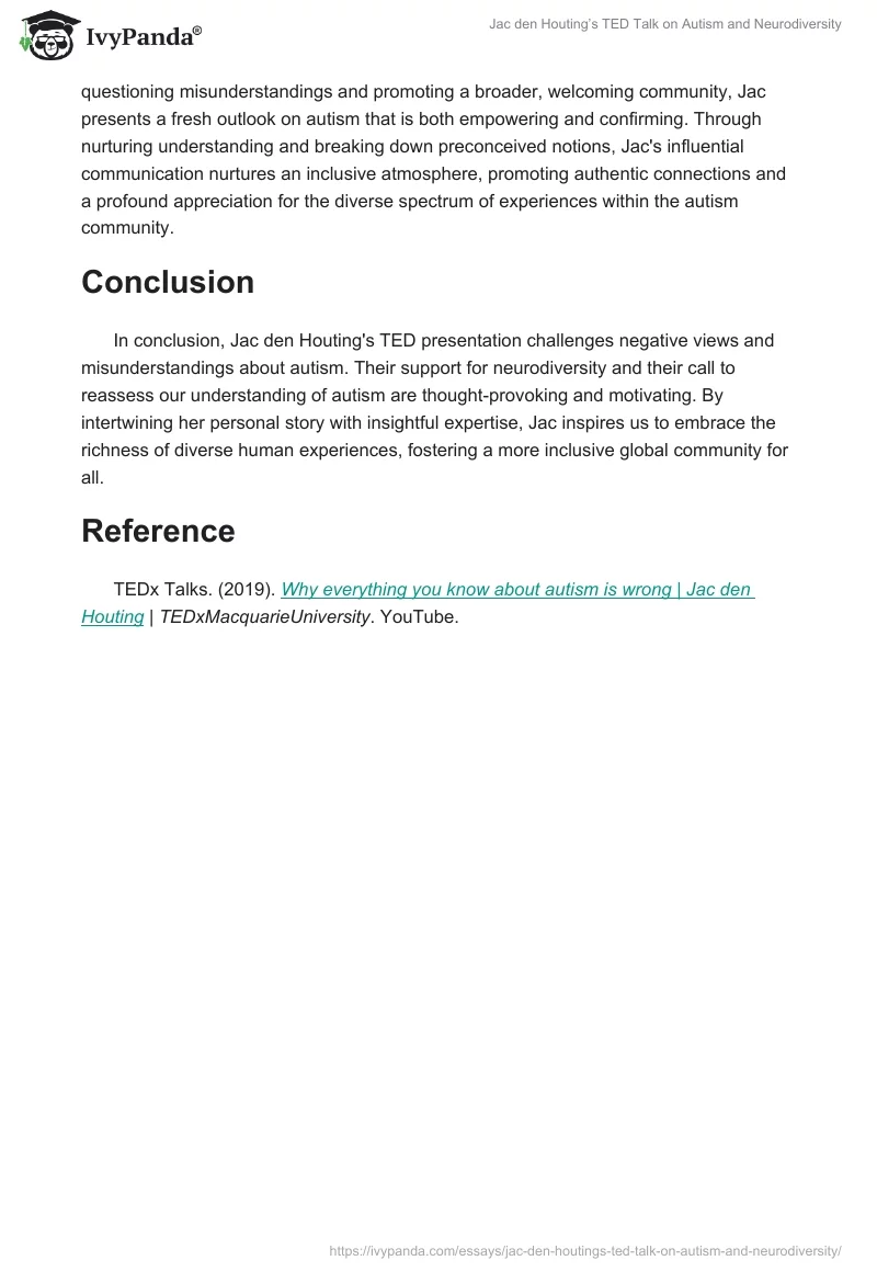 Jac den Houting’s TED Talk on Autism and Neurodiversity. Page 2