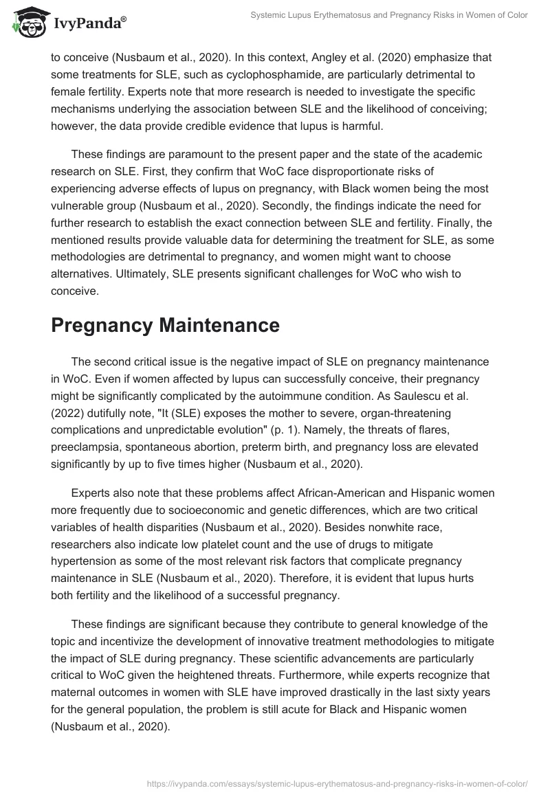 Systemic Lupus Erythematosus and Pregnancy Risks in Women of Color. Page 2