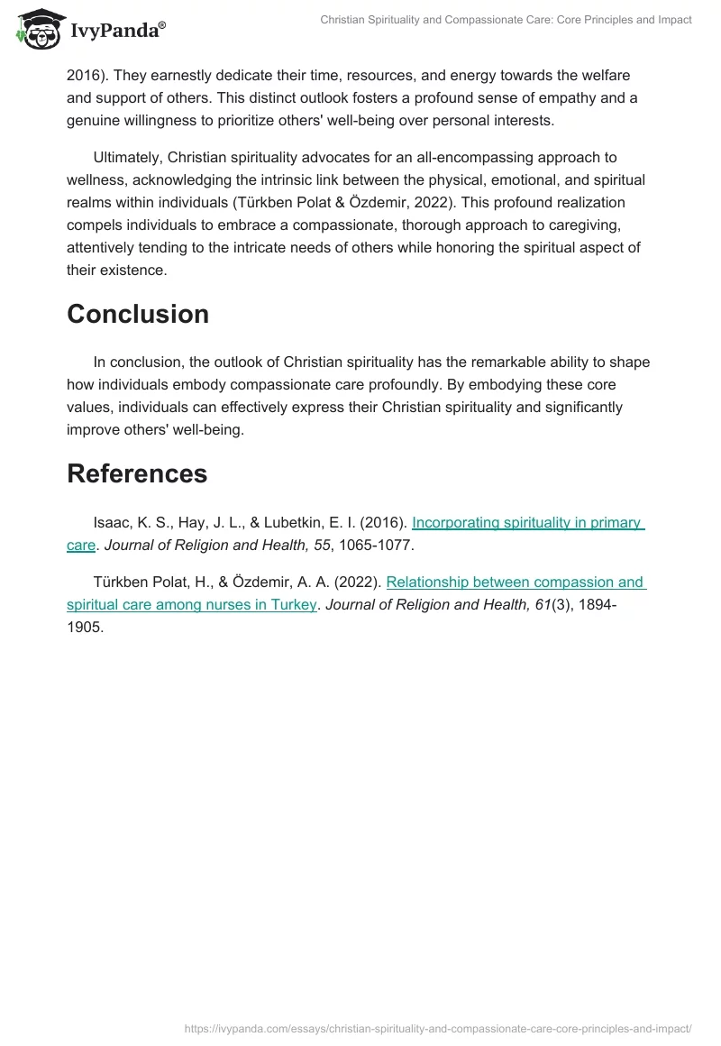 Christian Spirituality and Compassionate Care: Core Principles and Impact. Page 2