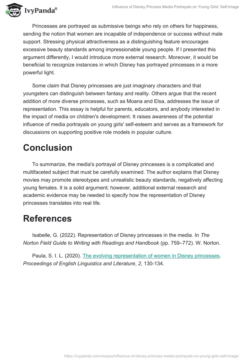 Influence of Disney Princess Media Portrayals on Young Girls’ Self-Image. Page 2
