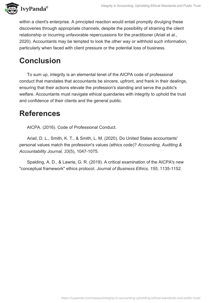 Integrity in Accounting: Upholding Ethical Standards and Public Trust. Page 2