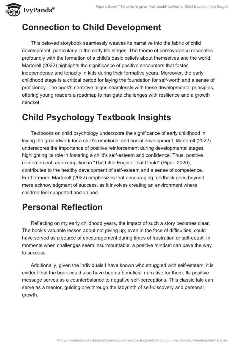 Piper’s Book “The Little Engine That Could” Linked to Child Development Stages. Page 2