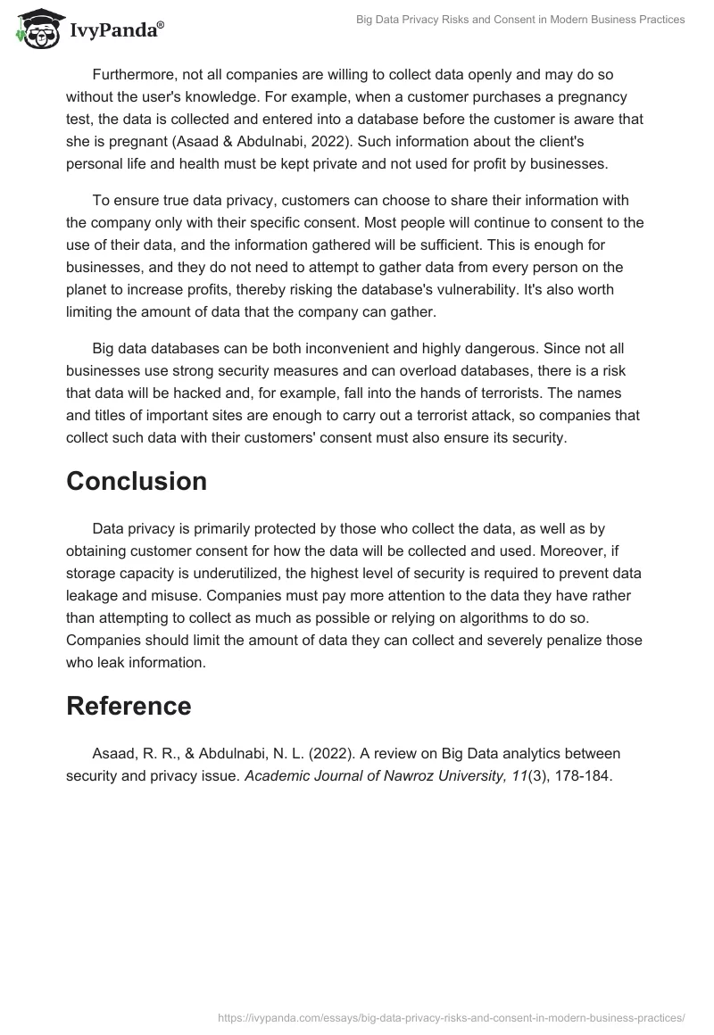 Big Data Privacy Risks and Consent in Modern Business Practices. Page 2