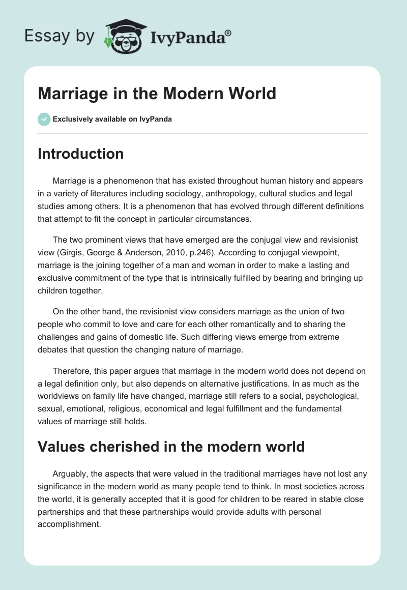 Marriage in the Modern World. Page 1