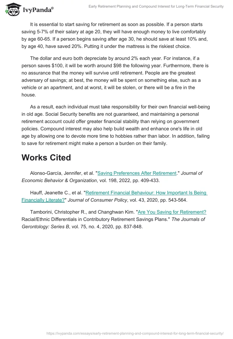 Early Retirement Planning and Compound Interest for Long-Term Financial Security. Page 2