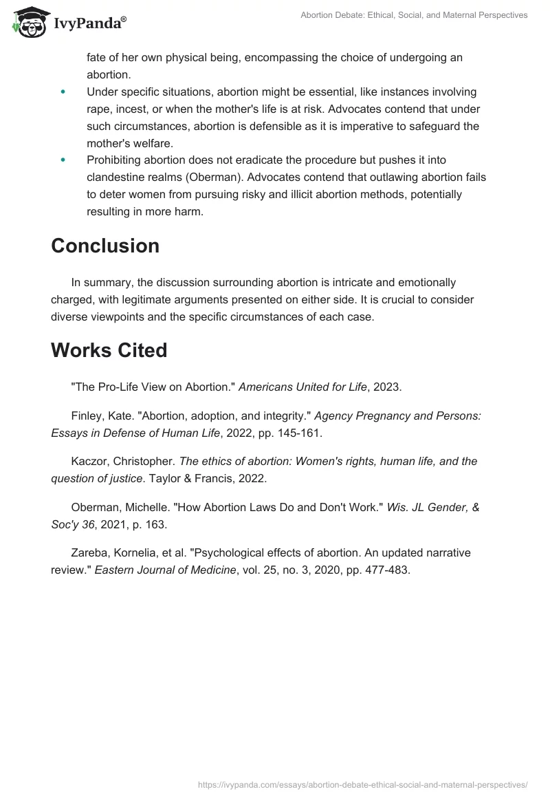 Abortion Debate: Ethical, Social, and Maternal Perspectives. Page 2