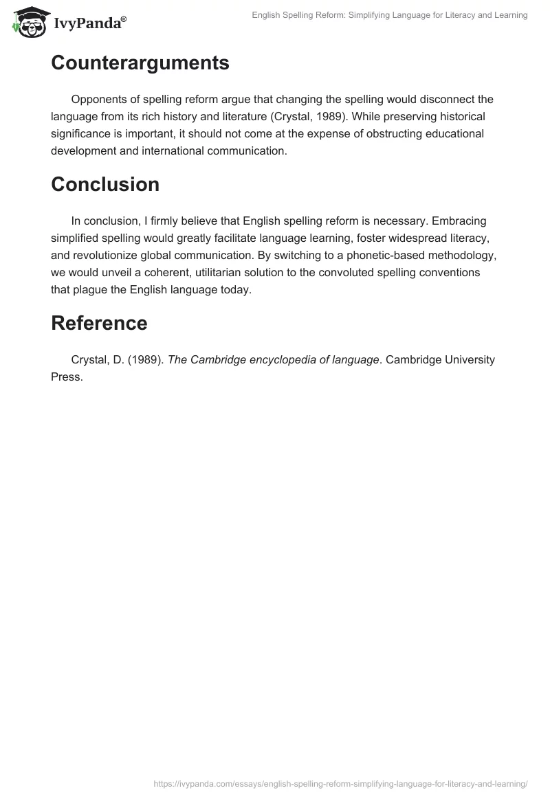 English Spelling Reform: Simplifying Language for Literacy and Learning. Page 2