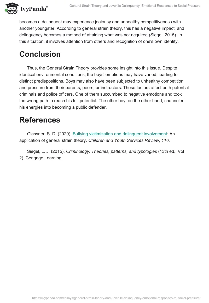 General Strain Theory and Juvenile Delinquency: Emotional Responses to Social Pressure. Page 2