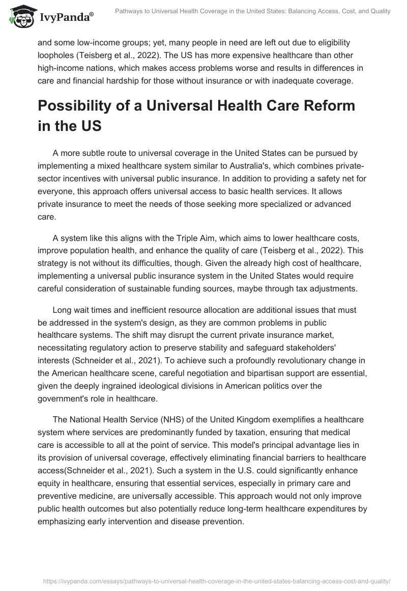 Pathways to Universal Health Coverage in the United States: Balancing Access, Cost, and Quality. Page 2