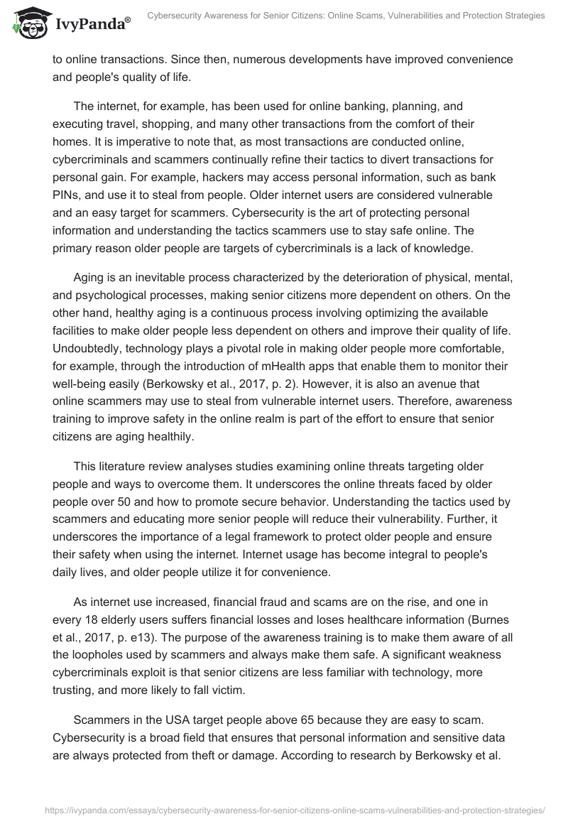 Cybersecurity Awareness for Senior Citizens: Online Scams, Vulnerabilities and Protection Strategies. Page 2
