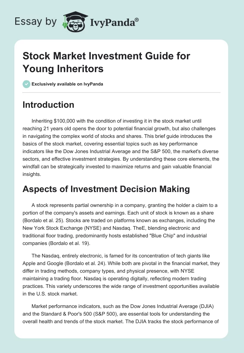 Stock Market Investment Guide for Young Inheritors. Page 1