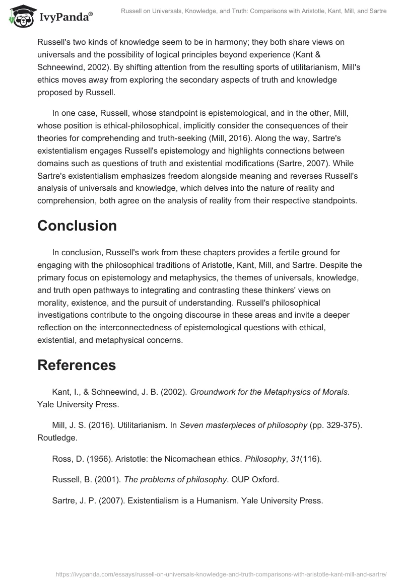 Russell on Universals, Knowledge, and Truth: Comparisons with Aristotle, Kant, Mill, and Sartre. Page 2