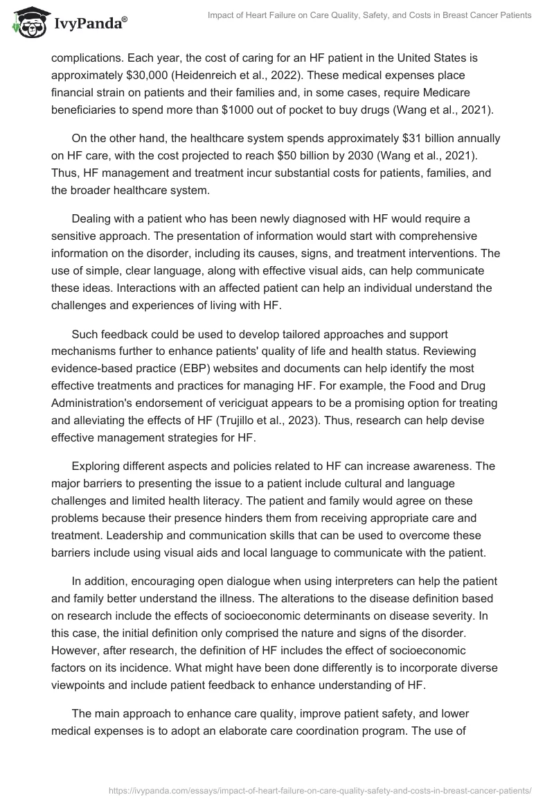 Impact of Heart Failure on Care Quality, Safety, and Costs in Breast Cancer Patients. Page 2