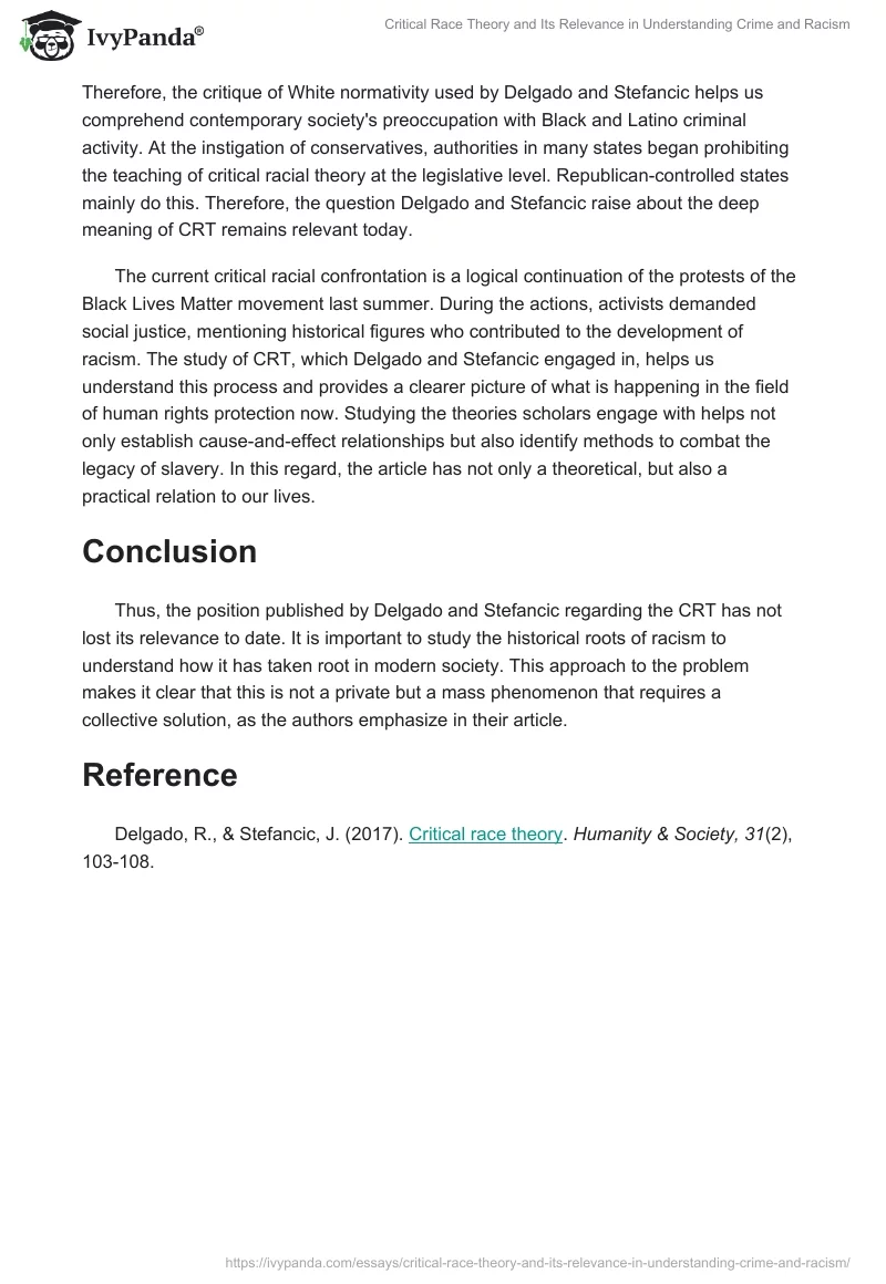 Critical Race Theory and Its Relevance in Understanding Crime and Racism. Page 2