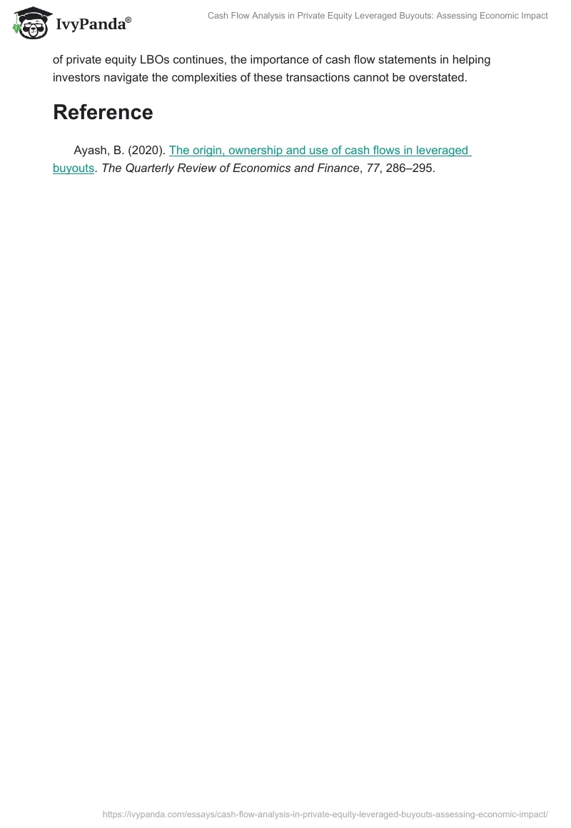 Cash Flow Analysis in Private Equity Leveraged Buyouts: Assessing Economic Impact. Page 2