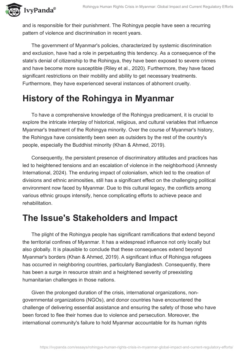 Rohingya Human Rights Crisis in Myanmar: Global Impact and Current Regulatory Efforts. Page 2