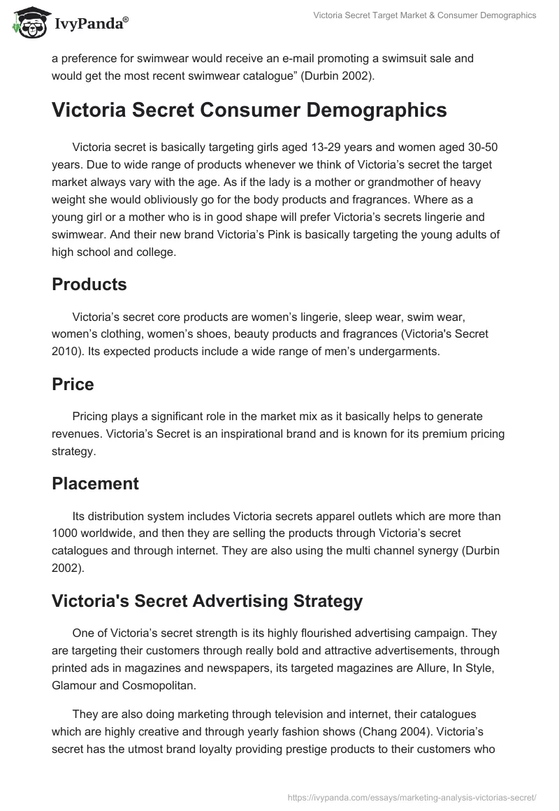 Victoria Secret Target Market & Consumer Demographics. Page 2
