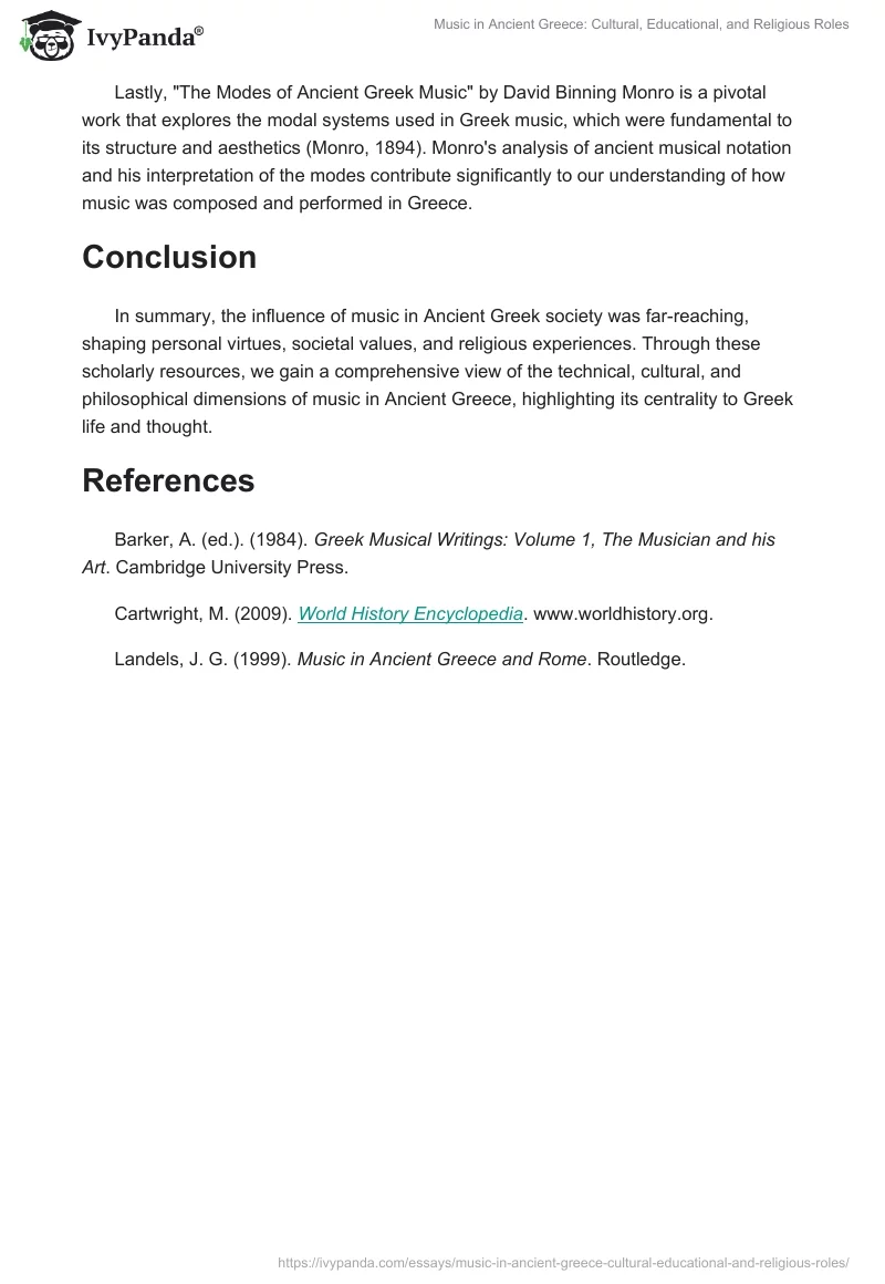 Music in Ancient Greece: Cultural, Educational, and Religious Roles. Page 2