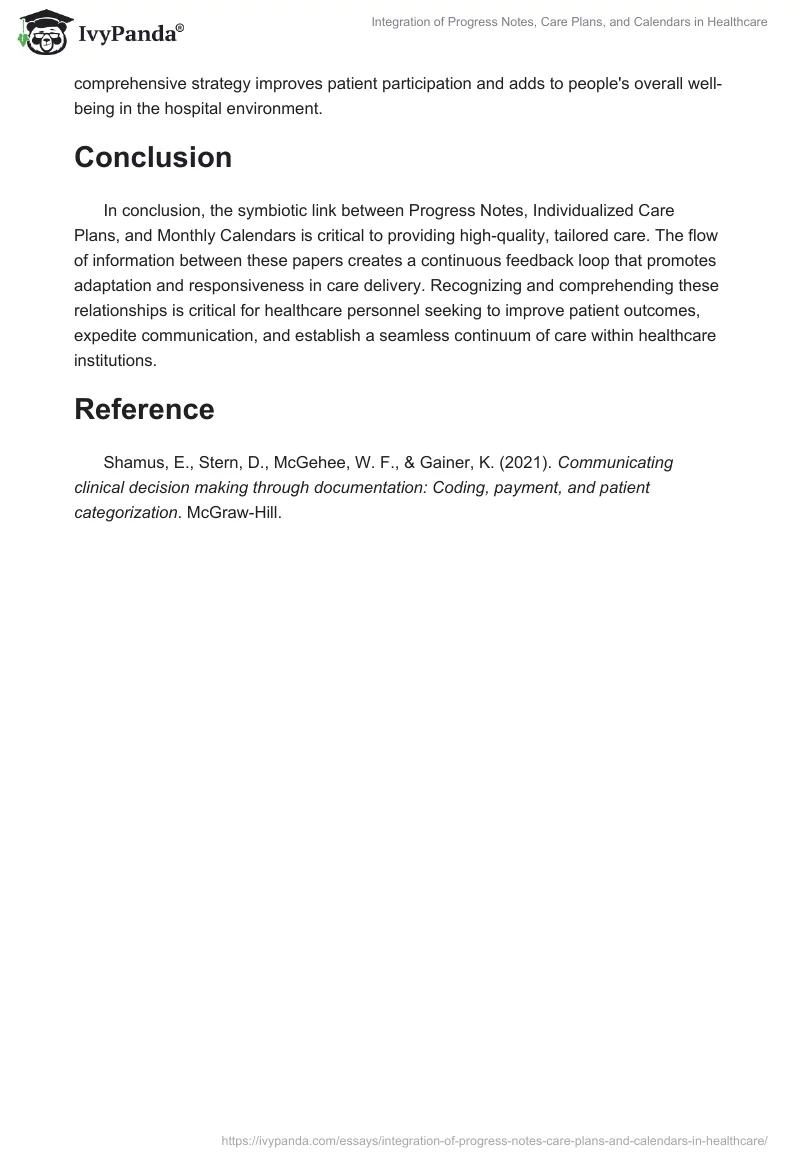 Integration of Progress Notes, Care Plans, and Calendars in Healthcare. Page 2