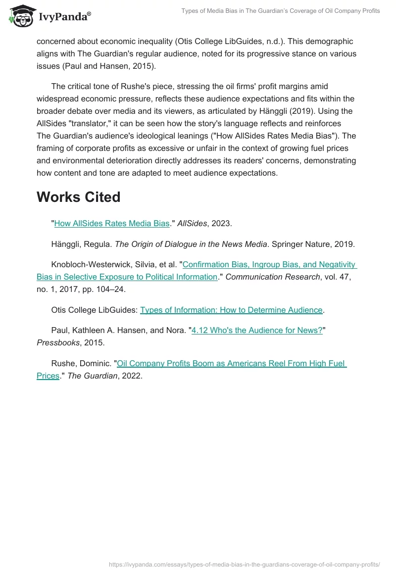 Types of Media Bias in The Guardian’s Coverage of Oil Company Profits. Page 2