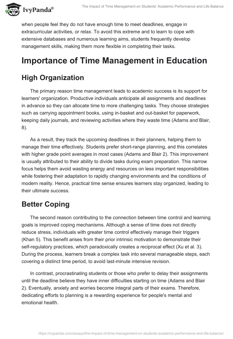 The Impact of Time Management on Students’ Academic Performance and Life Balance. Page 2