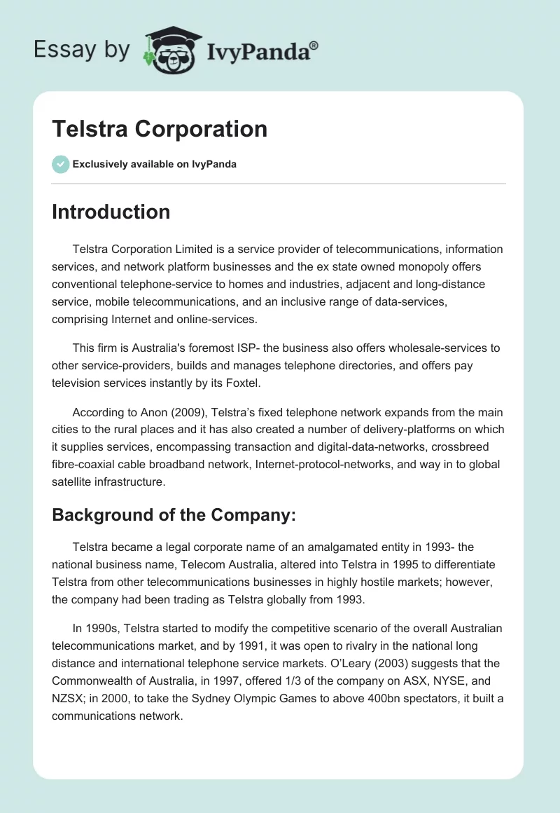 Telstra Corporation. Page 1