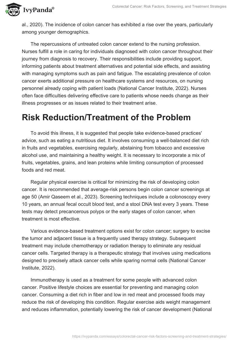 Colorectal Cancer: Risk Factors, Screening, and Treatment Strategies. Page 2