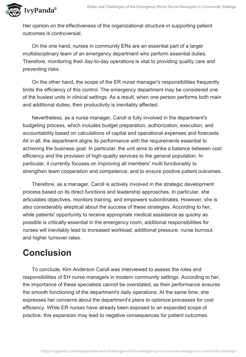 Roles and Challenges of the Emergency Room Nurse Managers in Community Settings. Page 2