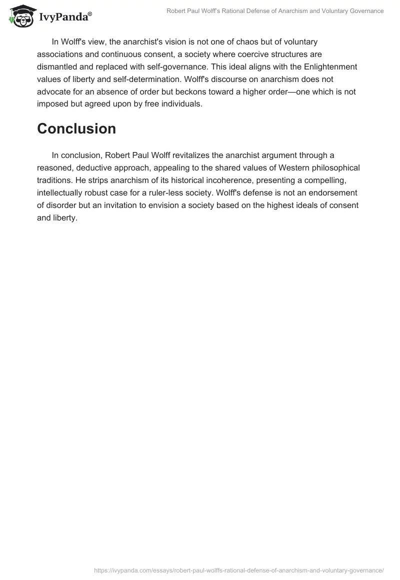 Robert Paul Wolff’s Rational Defense of Anarchism and Voluntary Governance. Page 2