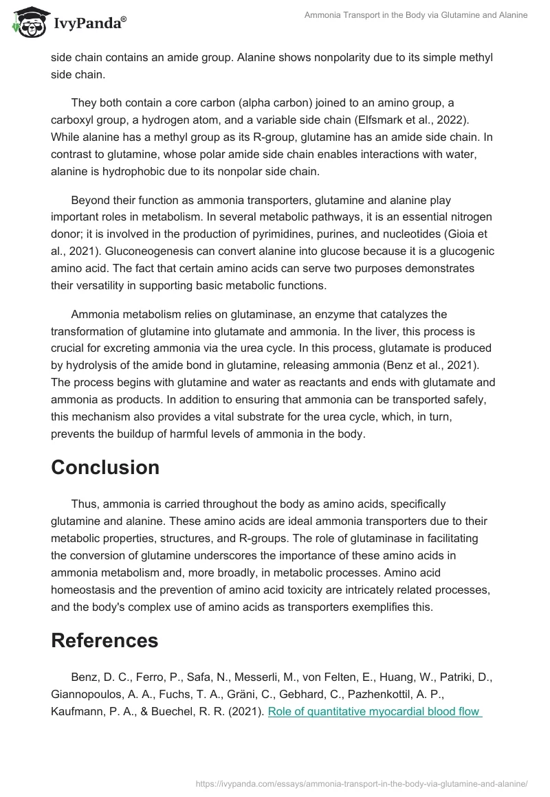 Ammonia Transport in the Body via Glutamine and Alanine. Page 2