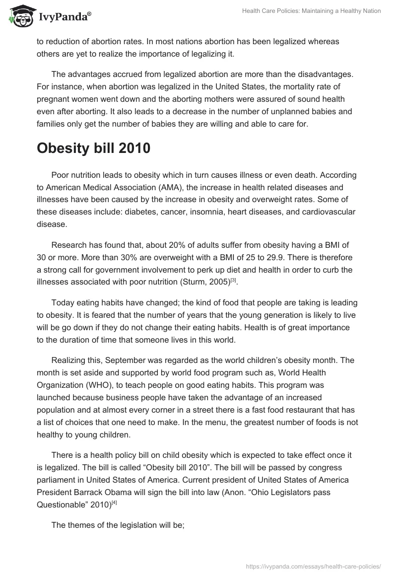 Health Care Policies: Maintaining a Healthy Nation. Page 3