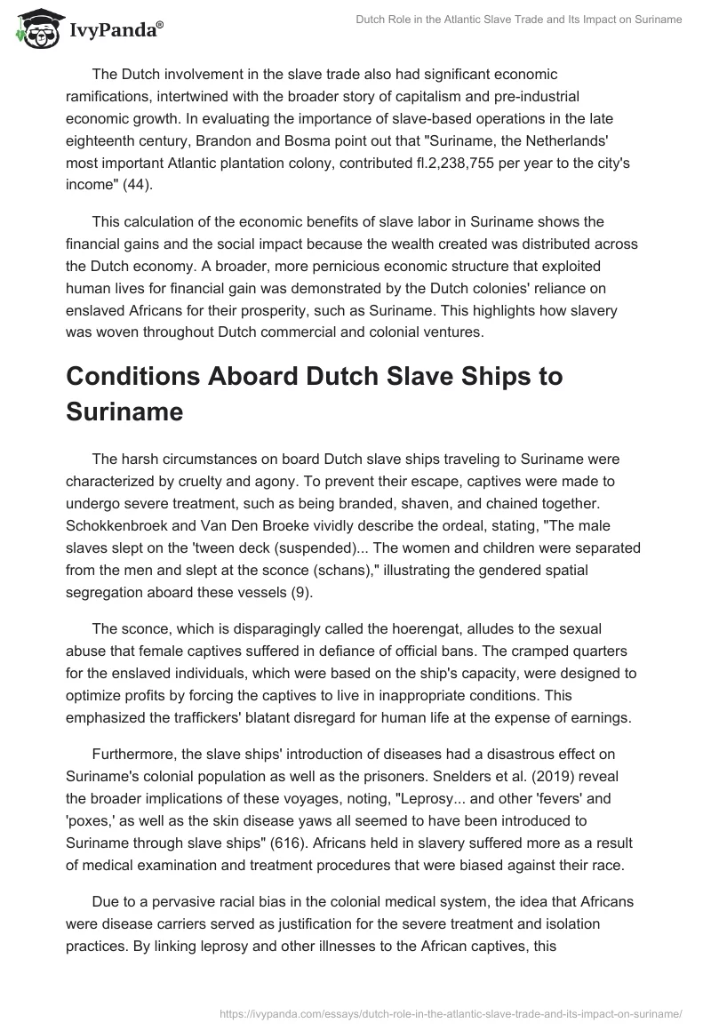 Dutch Role in the Atlantic Slave Trade and Its Impact on Suriname. Page 2