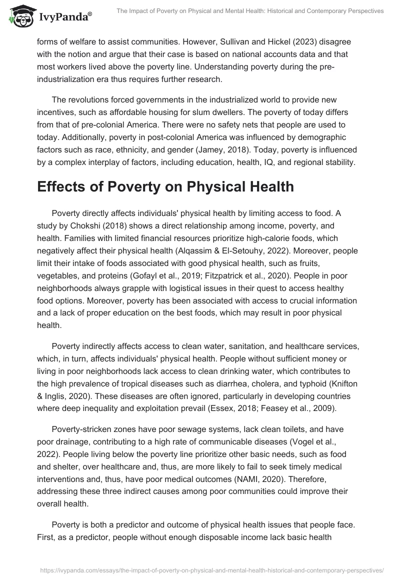 The Impact of Poverty on Physical and Mental Health: Historical and Contemporary Perspectives. Page 2