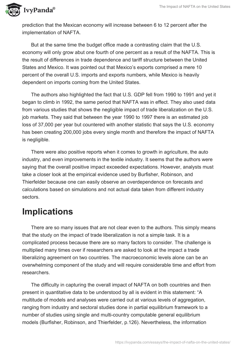 The Impact of NAFTA on the United States. Page 2