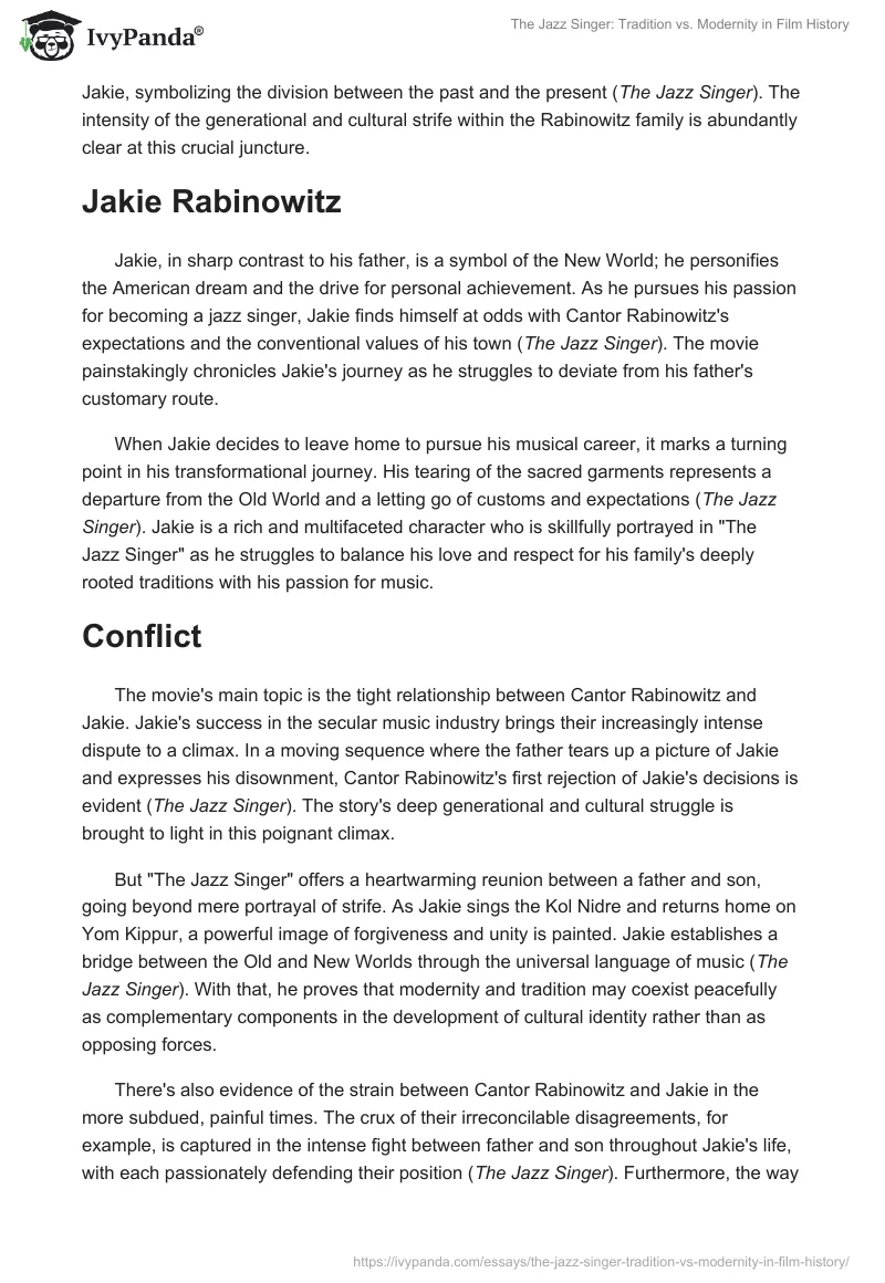 The Jazz Singer: Tradition vs. Modernity in Film History. Page 2