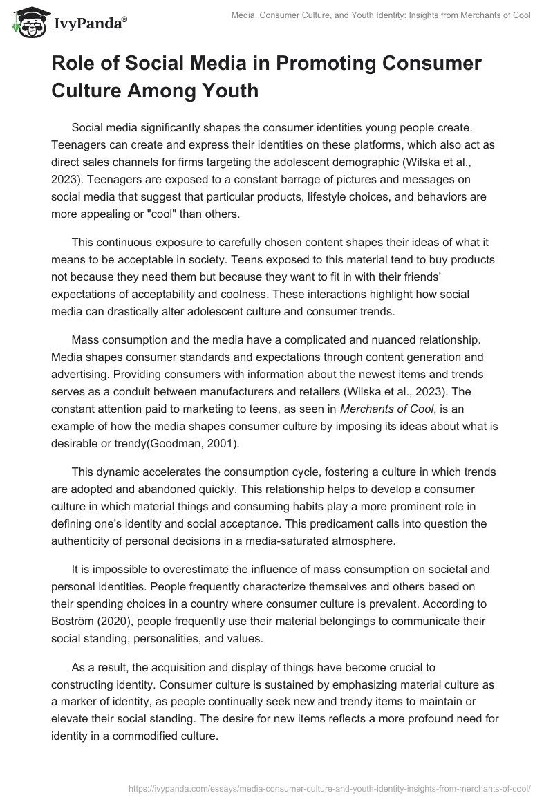 Media, Consumer Culture, and Youth Identity: Insights from Merchants of Cool. Page 2
